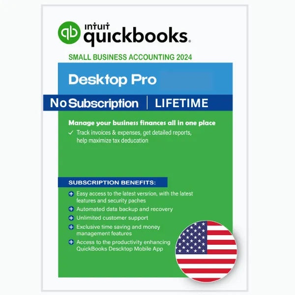 Intuit QuickBooks Desktop Pro 2024 US - Lifetime License Key for Windows & Mac - Expert Accounting Software
